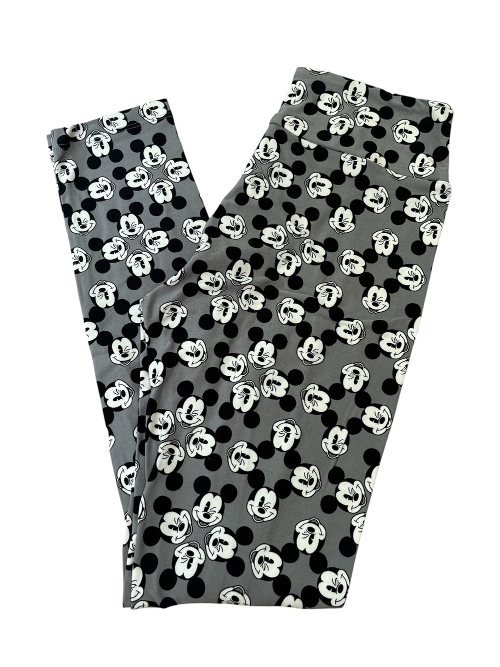 LuLaRoe Gray & Black‎ Mickey Mouse Print Leggings NWOT Disney One Size